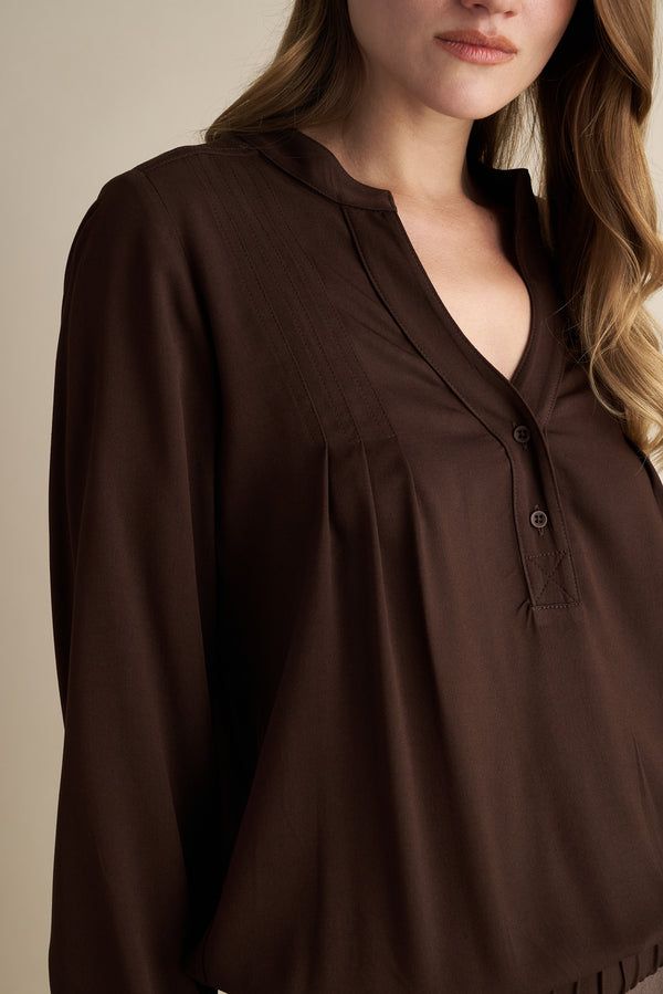 Mandarin Blouse Brown
