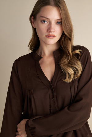 Mandarin Blouse Brown