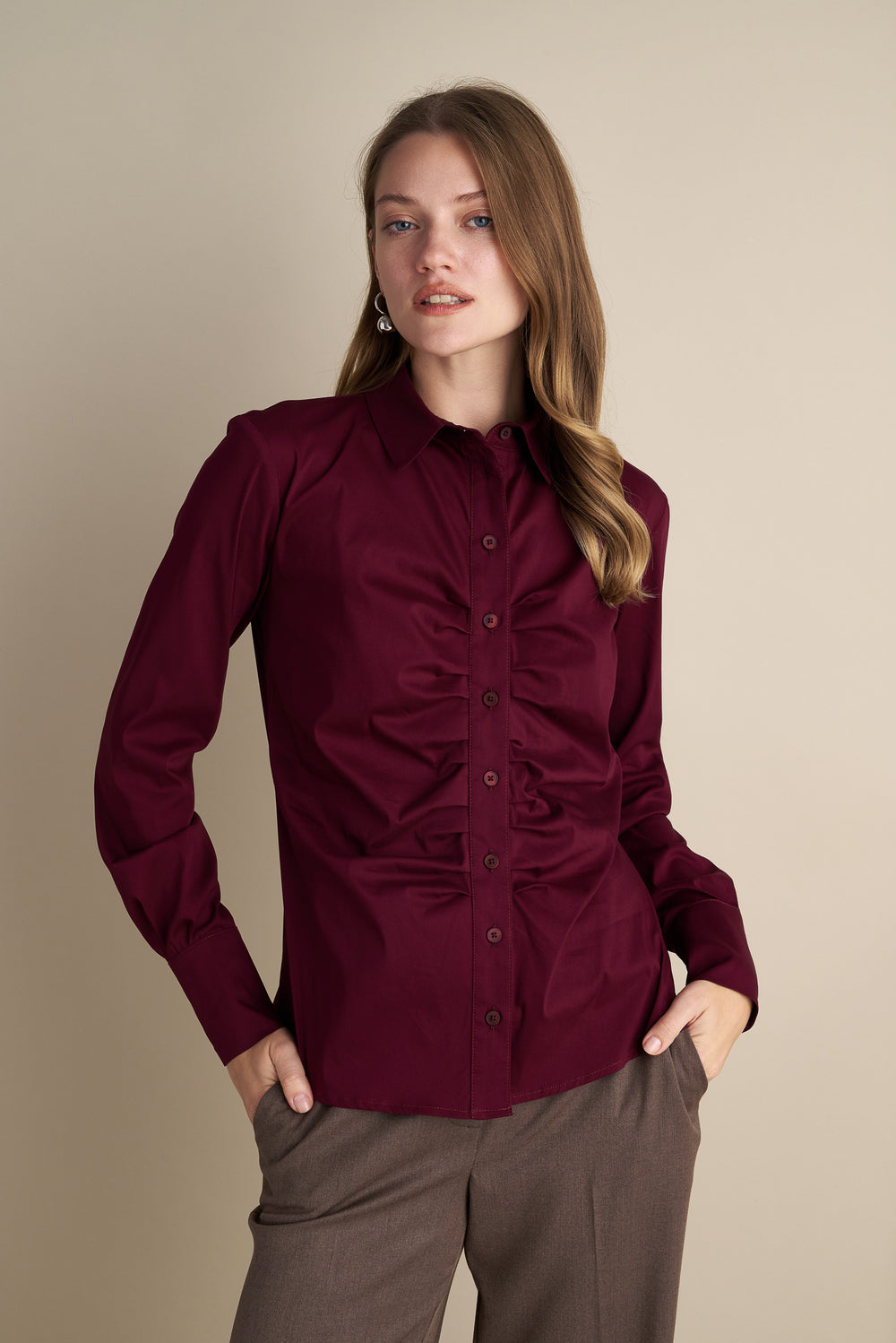 Fitted Rush Design Shirt Wine