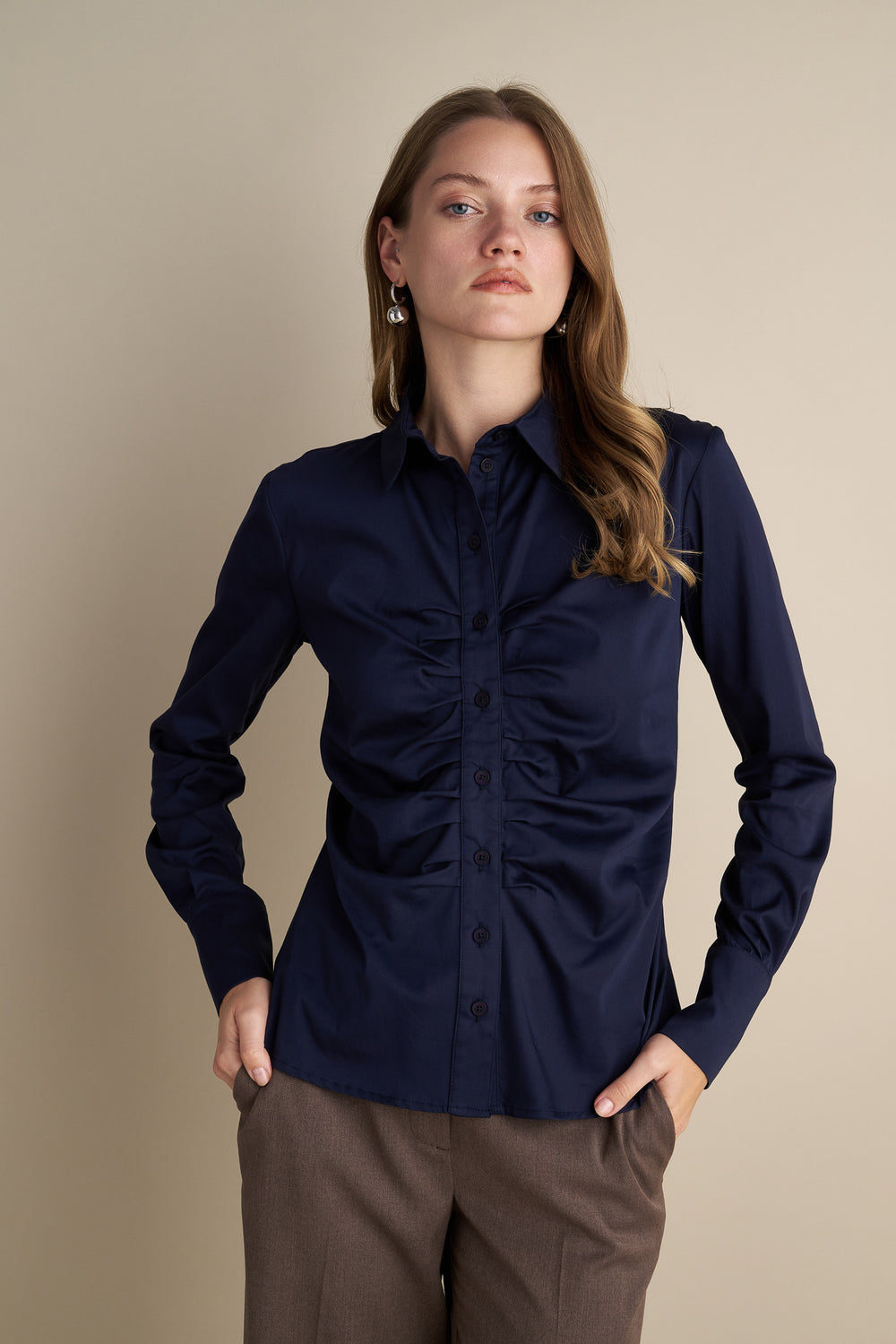 Fitted Rush Design Shirt Navy