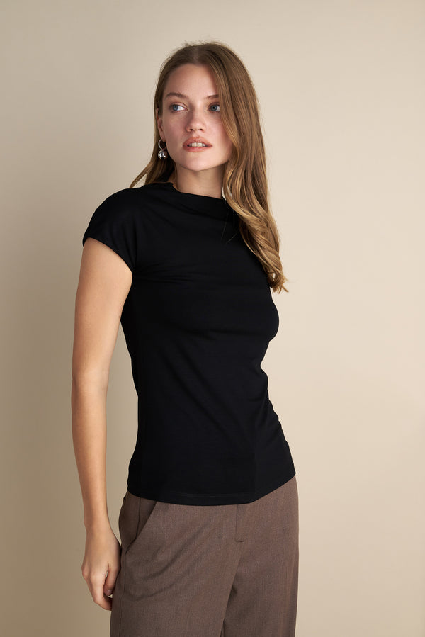 Short Sleeve Cowl neck Top