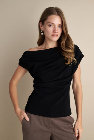 Drape Off Shoulder Top Black
