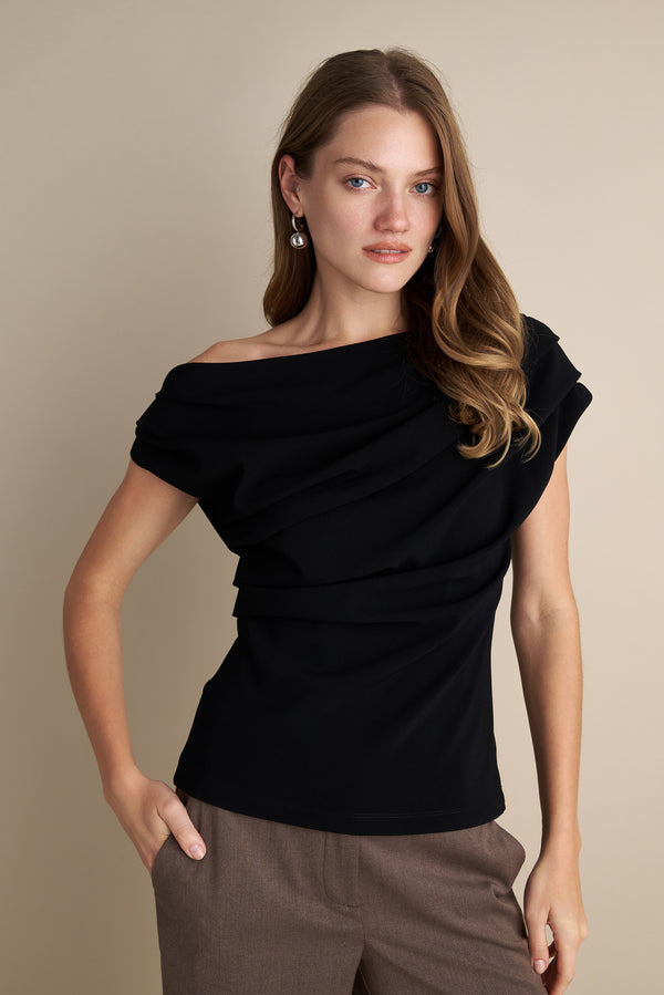 Drape Off Shoulder Top Black