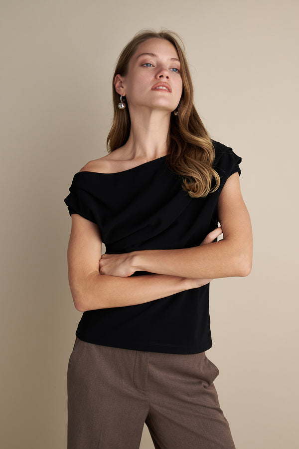 Drape Off Shoulder Top Black
