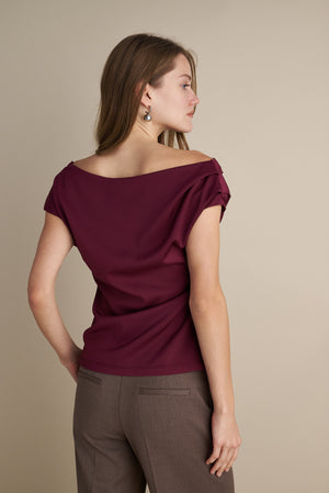 Drape Off Shoulder Top Wine