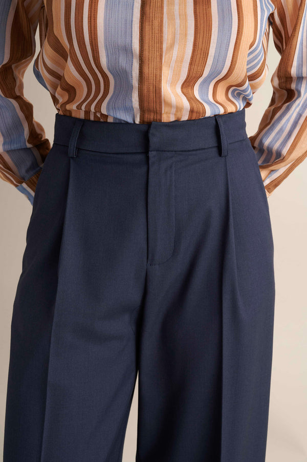 Wide Leg Trousers Rough Blue