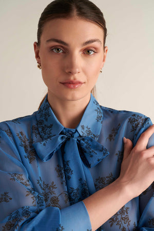 Rough Blue Crimson Detail Shirt