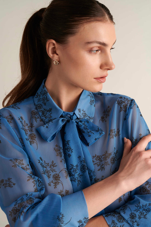 Rough Blue Crimson Detail Shirt