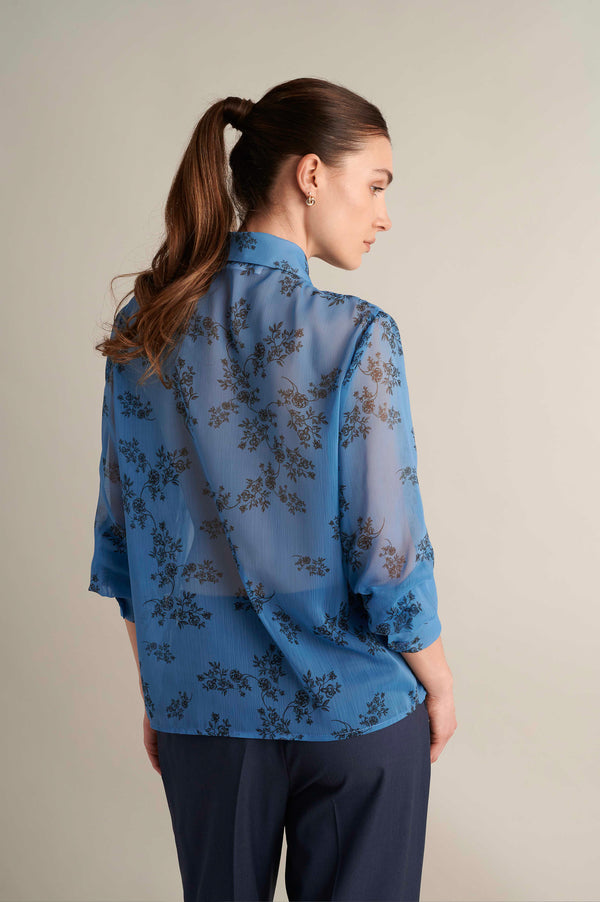 Rough Blue Crimson Detail Shirt