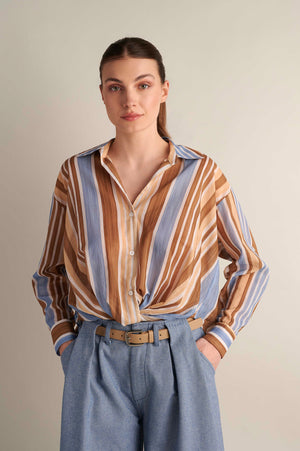 Striped Shirt With Twisted Knot Detail