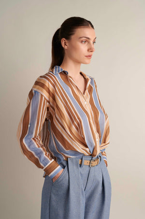 Striped Shirt With Twisted Knot Detail