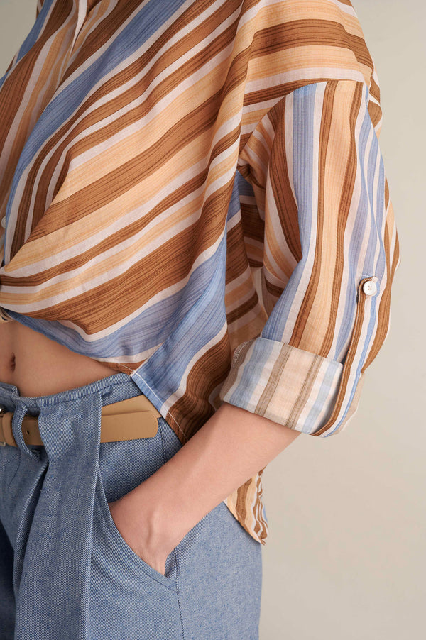 Striped Shirt With Twisted Knot Detail