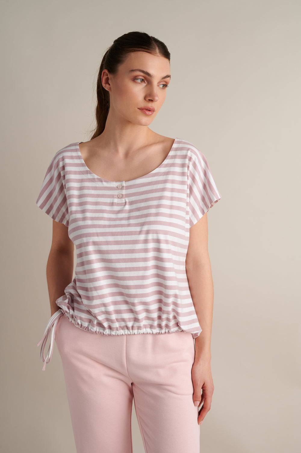 Cloudline Stripe Top Pink