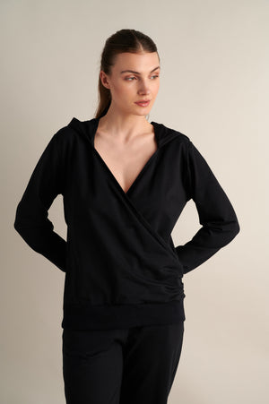 Drift Wrap Hoodie Black