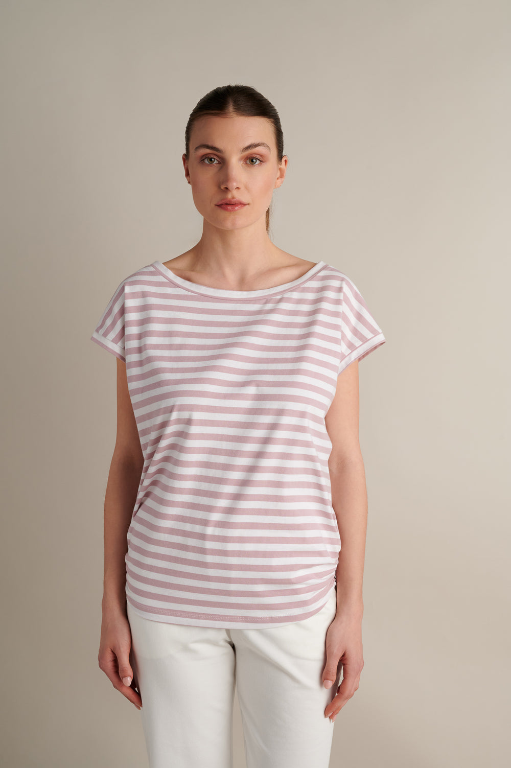 Pink Striped T-shirt With Side Detail