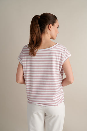 Pink Striped T-shirt With Side Detail