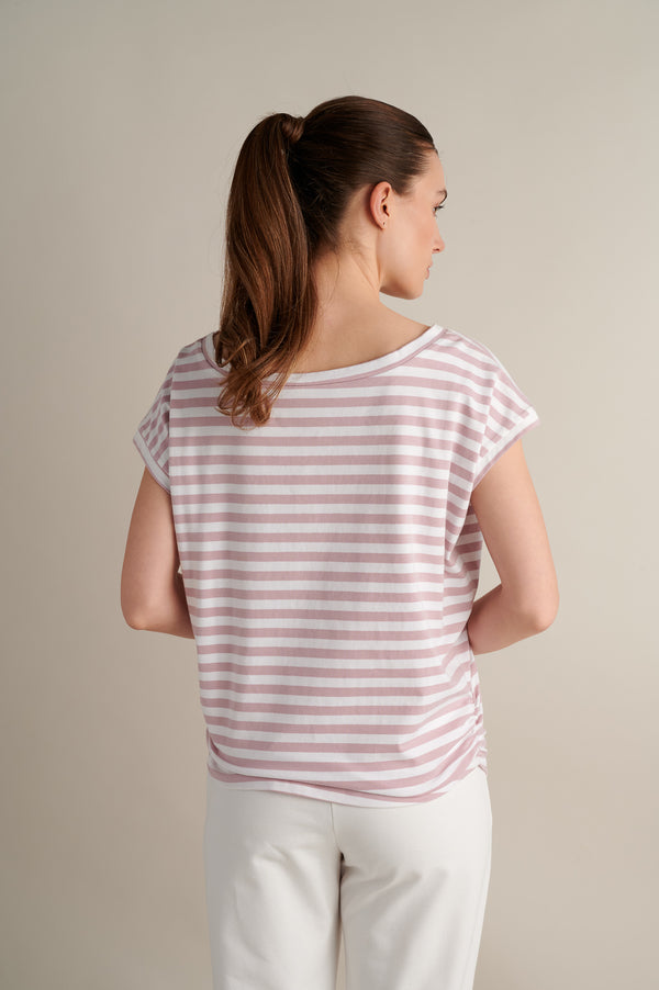 Pink Striped T-shirt With Side Detail