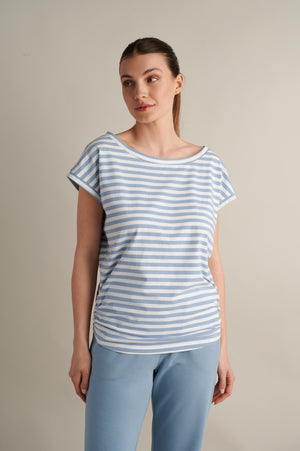 Blue Striped T-shirt With Side Detail