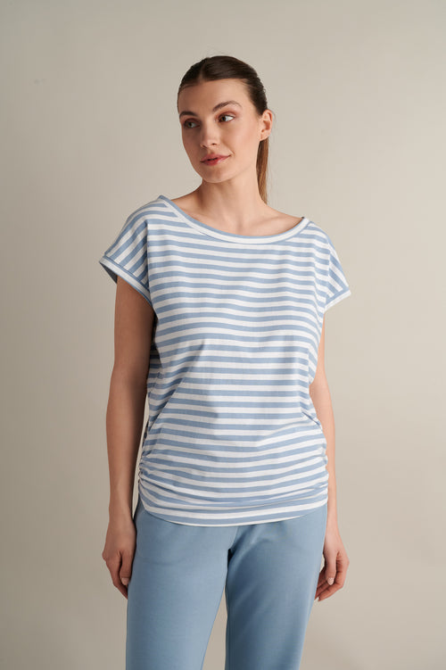 Blue Striped T-shirt With Side Detail