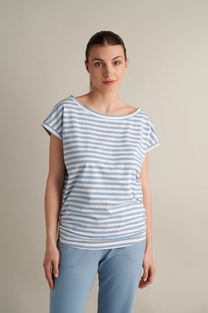 Blue Striped T-shirt With Side Detail