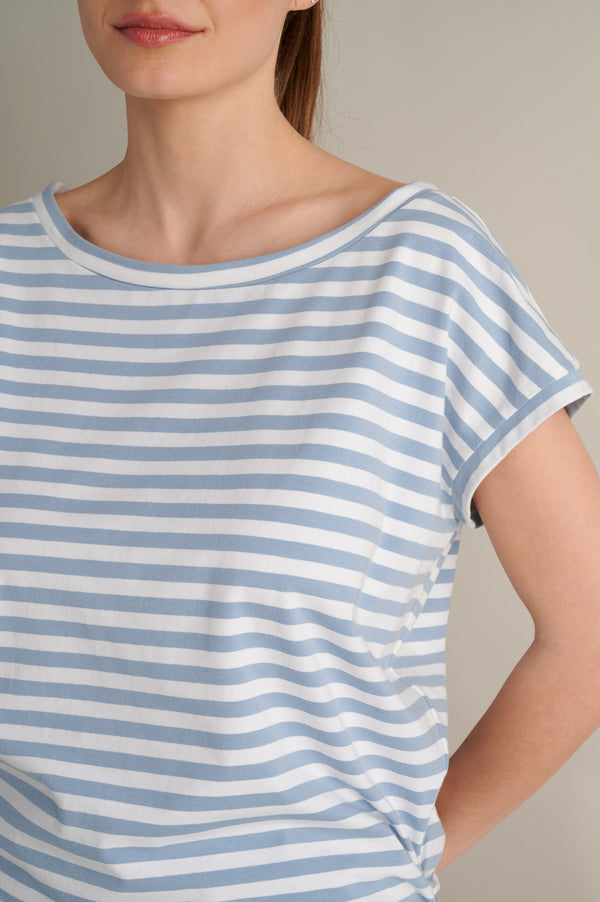 Blue Striped T-shirt With Side Detail