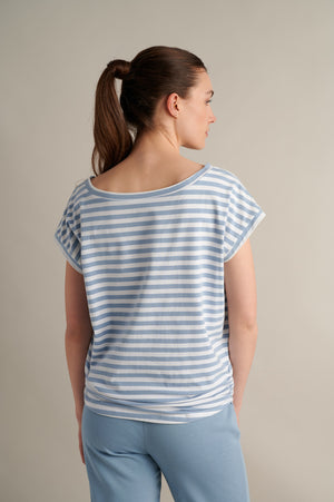 Blue Striped T-shirt With Side Detail