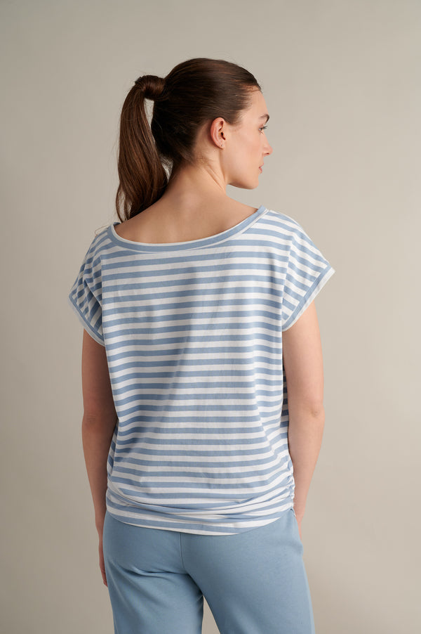 Blue Striped T-shirt With Side Detail