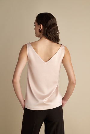 V-Front & Back Satin Top Champagne