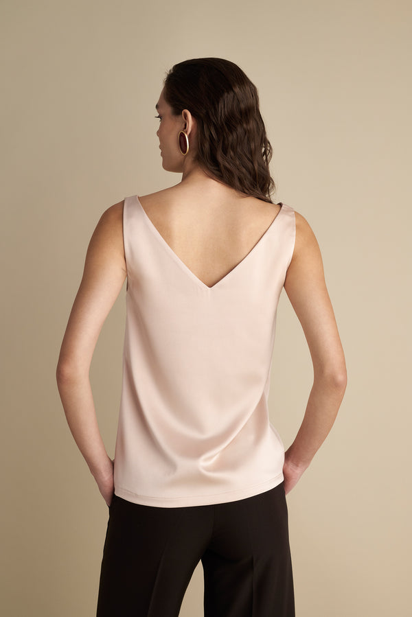V-Front & Back Satin Top Champagne