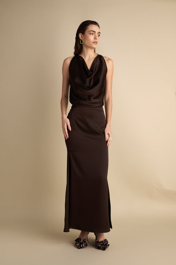 Satin Skirt Espresso