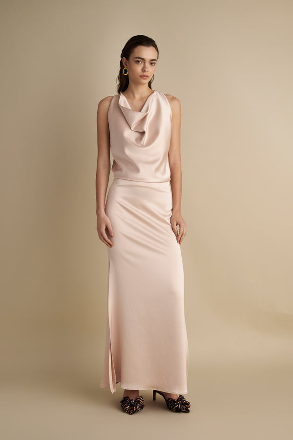 Satin Skirt Champagne