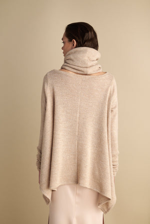 Knitted Mohair Top With Detachable Neck Warmer Vanilla