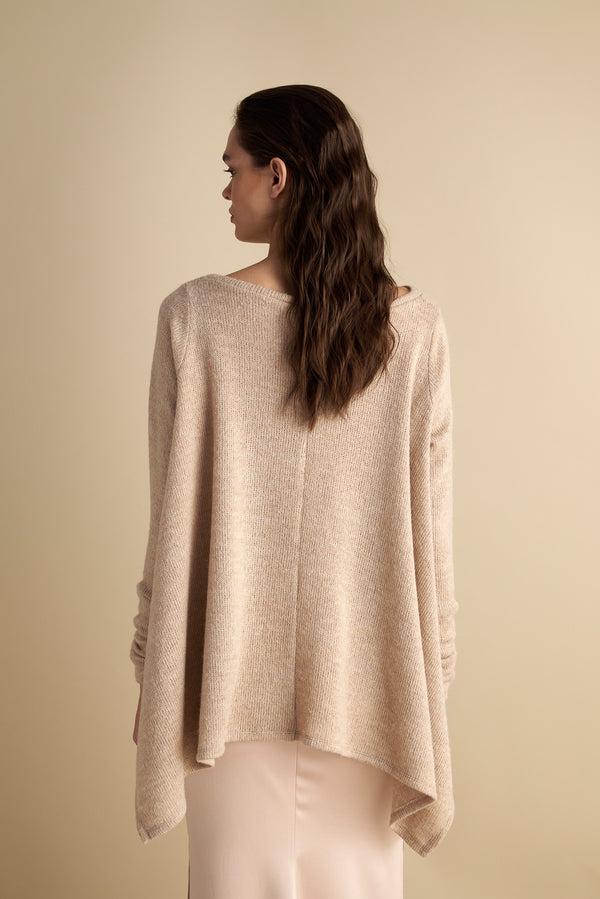 Knitted Mohair Top With Detachable Neck Warmer Vanilla