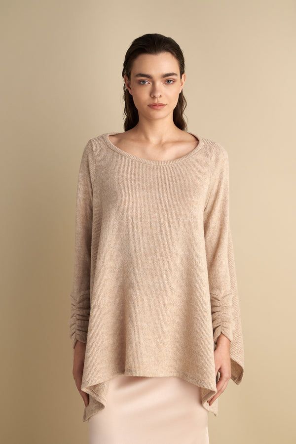 Knitted Mohair Top With Detachable Neck Warmer Vanilla