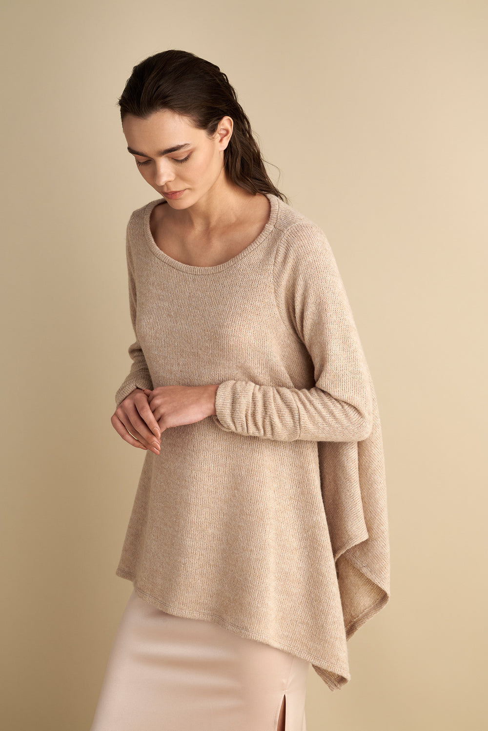 Knitted Mohair Top With Detachable Neck Warmer Vanilla