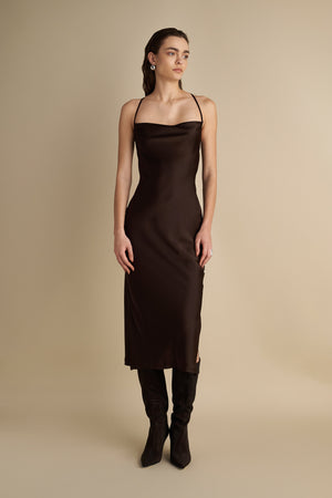 Satin Slip Dress Espresso