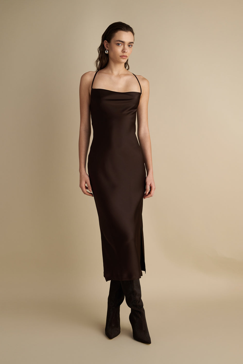 Satin Slip Dress Espresso