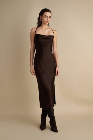 Satin Slip Dress Espresso