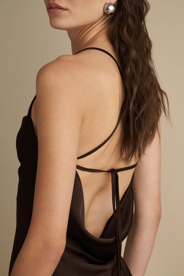 Satin Slip Dress Espresso