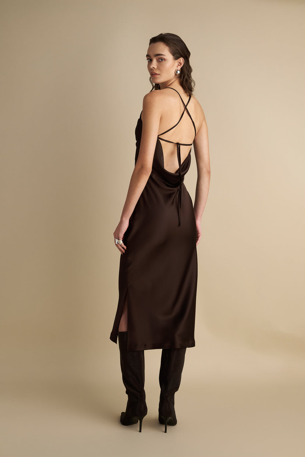 Satin Slip Dress Espresso