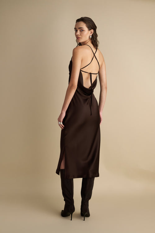 Satin Slip Dress Espresso