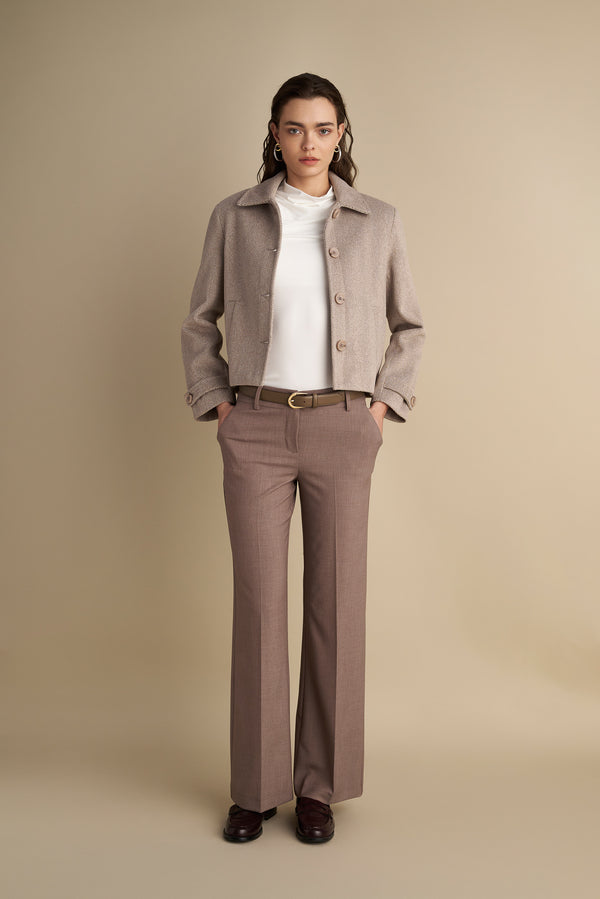 Low Rise Flare Trousers Taupe