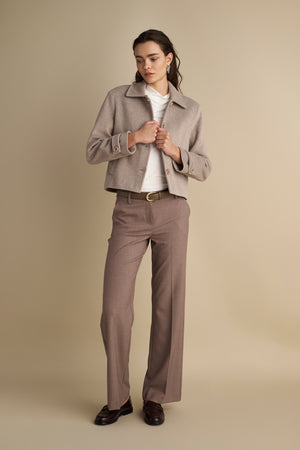 Low Rise Flare Trousers Taupe
