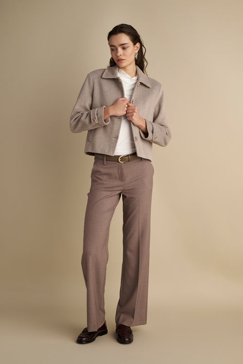 Low Rise Flare Trousers Taupe