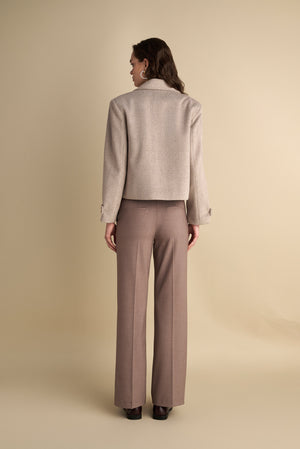 Low Rise Flare Trousers Taupe