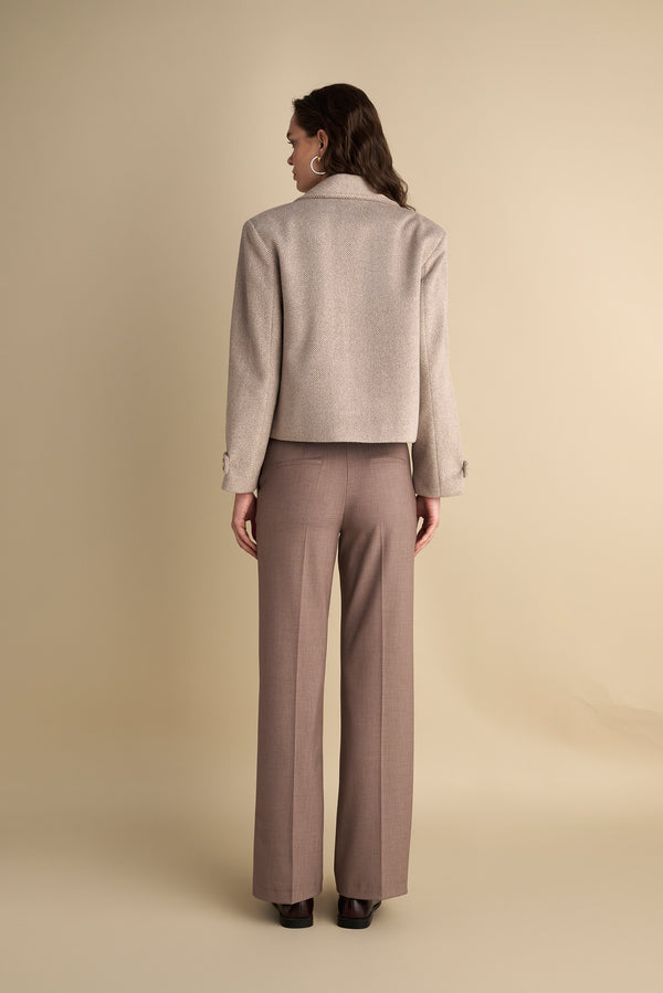Low Rise Flare Trousers Taupe