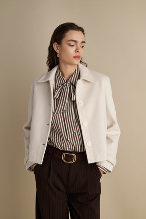 Short Blazer Coat Cream