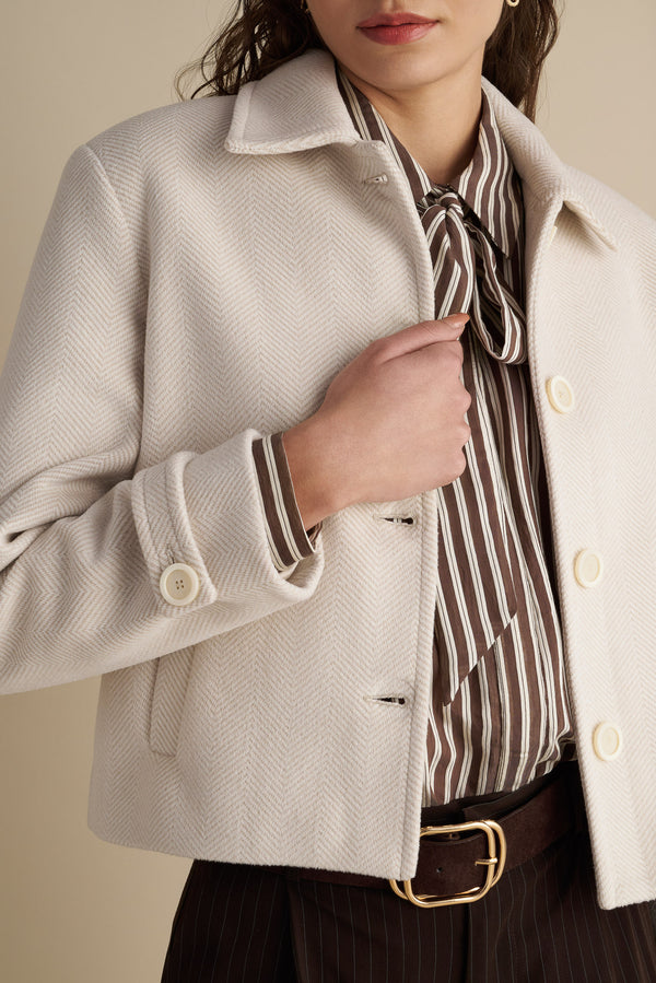 Short Blazer Coat Cream