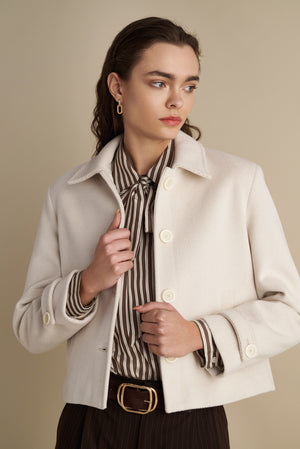 Short Blazer Coat Cream