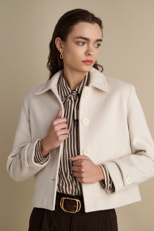 Short Blazer Coat Cream
